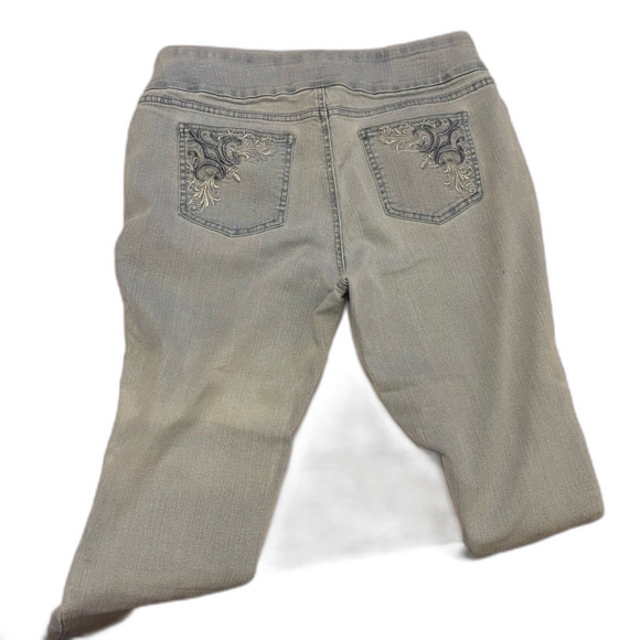 D&Co Denim and Company Skinny Leg Slip On Jeans Petite 12P - Picture 3 of 4